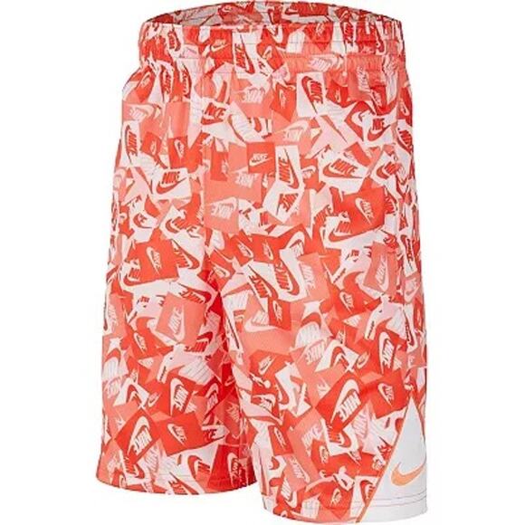 Nike Boys Shorts Sz L 16 18 Orange White Avalanche Basketball Mesh Printed - Picture 1 of 6